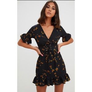Black Floral Corset Dress
